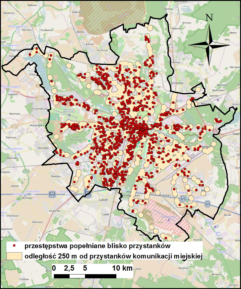 mapa poznania odleglosci GIS w analizach zróżnicowania czasoprzestrzennego przestępczości 